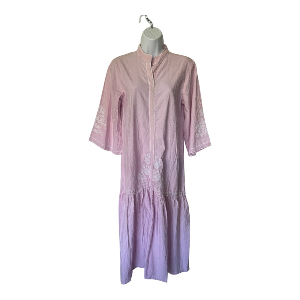 Julia Amory Palm Beach Gin Dress Belted Cotton Pink Lavender Embroidered Size M - Picture 3 of 11
